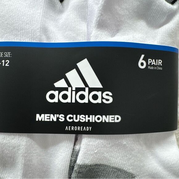 Adidas Men's Striped Cushioned Socks - 6 Pack - Picture 1 of 3
